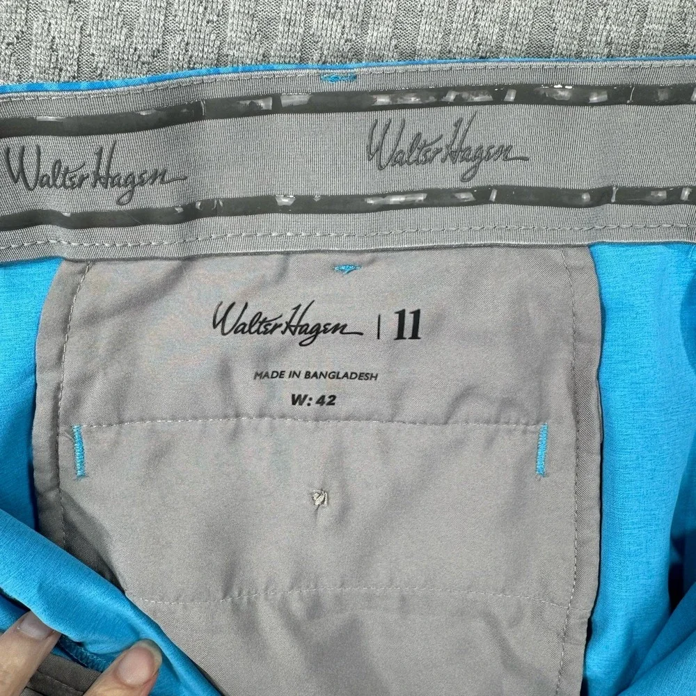 Walter Hagen Golf Shorts Mens 42 Blue Palm Leaf Tropical Stretch Performance